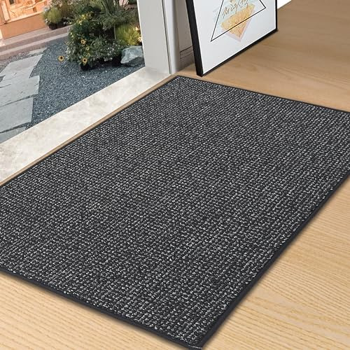 BEQHAUSE Fußmatte Innen, Schmutzfänger Türmatten rutschfest, Schmutzfangmatte Waschbar Eingang Matte Fussmatte für Front Hintertür, Eingang, Flur, 80x120 cm, Holzkohle