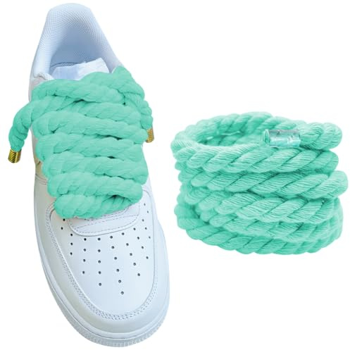 Lopau Cordones gruesos de cuerda para zapatos Air Force 1, no perfores, cordones gruesos jumbo para Dunk, Air Jordan, AF1, Turquesa, 51.2''/130cm