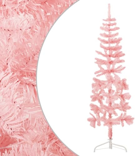 Home Outdoor OthersSlim - Medio árbol de Navidad artificial con soporte, color rosa, 120 cm