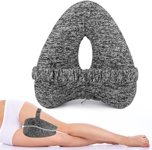 Kniekissen für Seitenschläfer, Orthopädisches Kissen für Bein, Ergonomisches Beinkissen mit Gürtel, Seitenschläferkissen aus Memory Schaum, Kissen Schwangerschaft für Stützt Beine, Knie, Rücken (Grau)