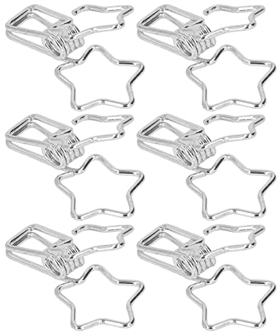 Emoshayoga Stern-Binder-Clips, Stern-Binder-Clips, 100 Stück, ausgehöhlt, Cartoon-Stil, kleine Büroklammern, starke Klemmung für Dokumente, Kleidung, Papier, stabiles Silber