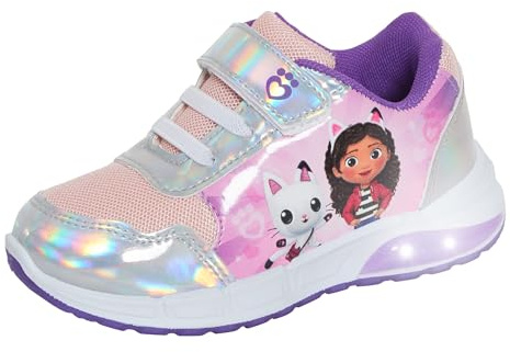 Gabby's Dollhouse Chaussures de sport lumineuses pour filles, faciles à attacher, avec lumières LED clignotantes, multicolore, 28 EU