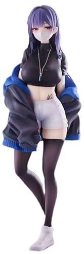 Jilijia Anime Illustration Yuna Figure Original Painting Mask Girl Long Hair Model Statue