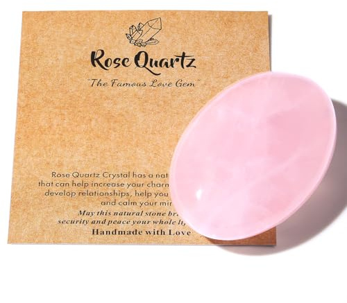 AWARDSEN 2.4 Large Rose Quartz Crystals Stone Polished Palm Stone Healing Crystals 0.7 Thick Natural Reiki Gemstone Worry Stone Energy Balancing Anxiety Stress Relief Meditation