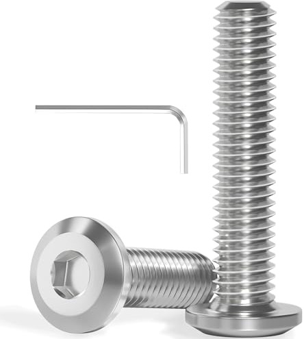 30 Stück M8x30 Schrauben, Flachkopfschrauben, Edelstahl A2 V2A, Innensechskant, Vollgewinde, mit Innensechskantschlussel für Möbel, Geräte, Werkstatt, Innen- und Außenbereich