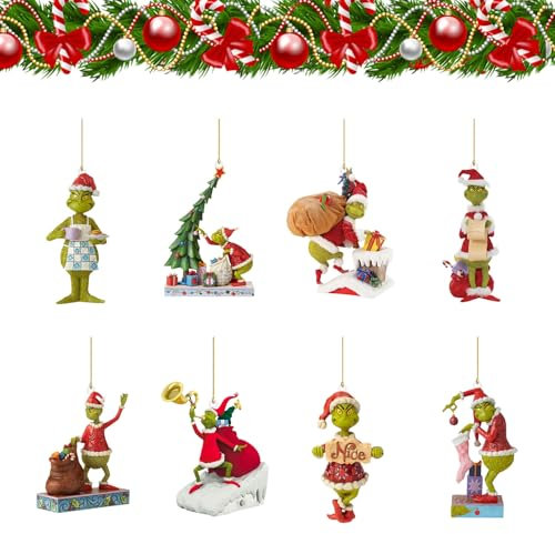 Weihnachtsdekorationen, 8 Stück Weihnachtsschmuck Anhänger Hängende Ornament, 2D Acryl Anhänger Weihnachtsbaum Dekorationen Für Weihnachten Tür Fenster Drinnen und Außen Weihnachtsdekorationen