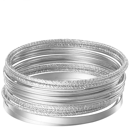 JJJDreams 20 Stück Graviert Legierung Armreifen für Frauen, Armband-Set,Plattiert Stacking Armreifen