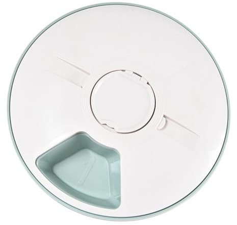 TOGEVAL Automatic Pet Feeder Smart Timed Food Dispenser with Six Compartments Green and White Pet Feeding Bowl for Dry Food Suitable for Cats and Dogs