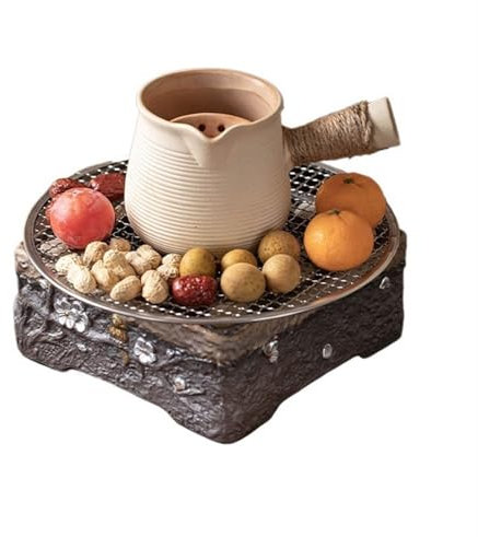 Parrilla de carbón, parrilla de barbacoa interior, mini estufa de té eléctrica de cerámica con tetera de 650 ml, estufa de parrilla de barbacoa portátil de mesa, parrilla de cocina for acampar, parril