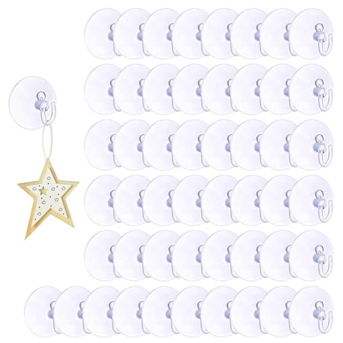 TenaLucy 50 Pièces Crochet Ventouse Vitre Crochete À Ventouses Transparente | Ø4cm Plastique Ventouse Crochet, Crochets Muraux avec Ventouses Vitre pour Couronnes de Noël Suspendre Lumineuses Décorations