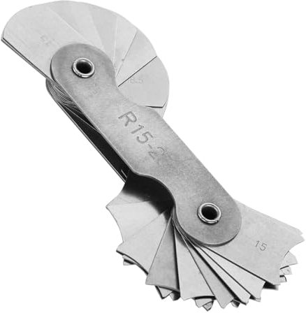 Jauge de Rayon en Acier Inoxydable, Jauge de Filet, de Rayon Métrique, Outil de Mesure Convexe Concave Interne Externe avec Marquage Clair et Rouille (R15-25MM)