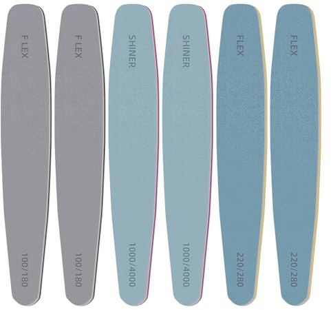 6 Stück Nagelfeile, Profi Doppelseitige Nagelfeilen, Maniküre Acryl Gelfeile, Nagelfeilen für Gelnägel, mit Abwaschbaren Doppelseitigen Körnung für Nagelstudio und Zuhause