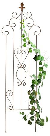 Relaxdays Rankgitter, Metall, Vintage, HxB: 116 x 35 cm, Rankhilfe Kletterpflanzen, zum Stecken, Rankspalier, braun
