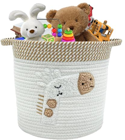 Aufbewahrungskorb Wäschekorb 30×30 cm Aufbewahrungsbox mit Griffen Kinder Aufbewahrungskorb Baumwollseil geflochten faltbar Spielzeugkörbe Wickeltisch-Organizer Aufbewahrung und Organisation Giraffe ﻿