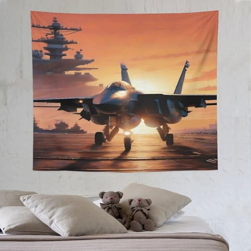 LCWWW Flugzeug Fighter Wandteppich Wandtuch Wandbehang, Wandteppiche Aesthetic, Tapisserie Für Schlafzimmer, Home Dekor Wandtücher 130×150cm