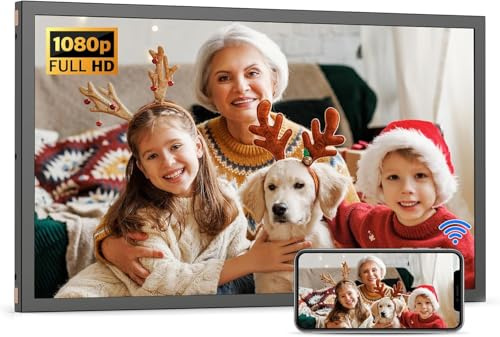 Large Digital Picture Frame 21.5 inch WiFi-Photo-Frame - 64GB, 1920x1080 IPS FHD, Auto Rotate, Load Photos Videos from Phone via App Email, Free Cloud Storage, Wall Mounted, Gifts for Father Mother