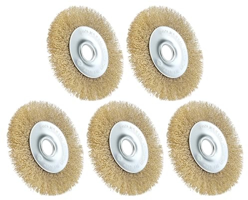 5Pcs RAC814 Wire Brush Replacement for Ryobi Patio Cleaner 115mm x 16mm x 10mm Wire Wheel Brush with Arbor Hole for RY18PCA-0 OPC1800 OPC1815 EFB 400 401 Rust Moss Debris Removal