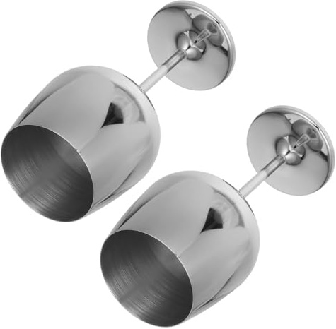Hemobllo 2 Pièces Verres à Vin Acier Inoxydable et Incassables Calices Métalliques Stables pour Camping Maison Bar Ktv et Voyage Lot de Argentés