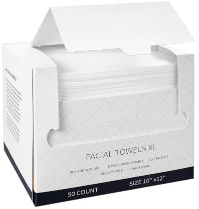 Face Towels XL Clean Facial Towels Disposable Face Towelette Biodegradable 50 Ct Makeup Remover Dry Wipes Face Cloths for Makeup Removing Nursing Travel