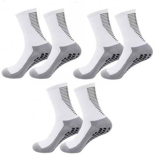 Grip Anti Vesciche,3 Paia Calze Calcio Antiscivolo Uomo, Addensare Cotone Calzini Sportivi Donna Traspirante Calzini Grip Calcio per Ciclismo Trekking, Addensare Cotone pear Ciclismo Trekking (37-45)