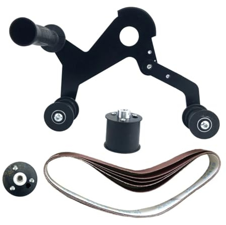 SOPOTUTU Portable Mini Belt Sander Attachment for Angle Grinder with High-Strength Spring Wear-Resistant Polymer Guide Wheel Quick-Replace Abrasive Belt for Woodworking Removal Polishing