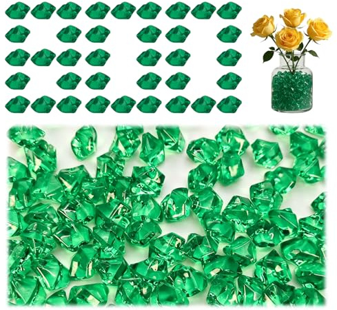 Hexizexi Dekosteine 800 Stück Grün Acryl Deko Diamanten Muggelsteine | Dekosteine für Vasen Diamanten Deko für Vasen Party Tischdekoration Kunsthandwerk
