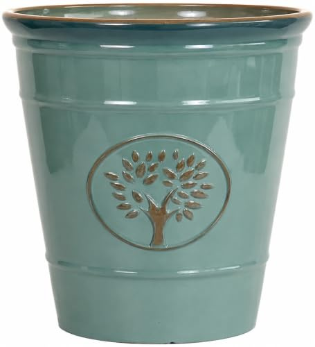 Heritage Tree Garden Pot – Decorative Tree of Life Indoor/Outdoor Planter, Large Lightweight Frost Proof & UV Resistant Plant Pot for Patio, Garden. (Sea Green, 30 Litre)