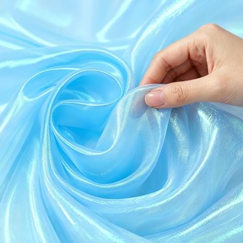 Organza Stoffe zum Nähen Meterware 500x150cm Glitzerstoff zum Dekorieren Basteln, Schillerndes Organza Dekostoff Meterware, Leichter Glanz Stoff Gardine Vorhänge Tischdecken Deko Schals Hochzeit Dekor