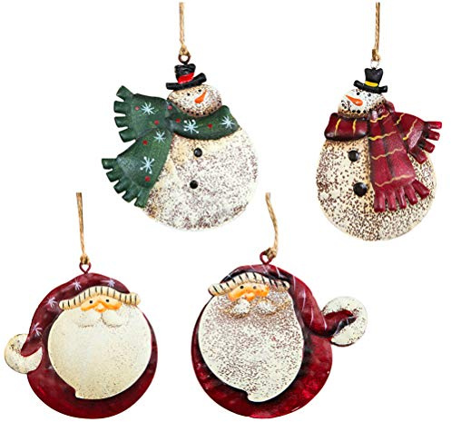BESTOYARD 4 StüCk Weihnachtsornamente Aus Metall, Pummelige Schneemann- Und Weihnachtsmannfiguren Als Baumschmuck, Vintage-Weihnachtsdekoration Zum AufhäNgen (ZufäLliger Stil)
