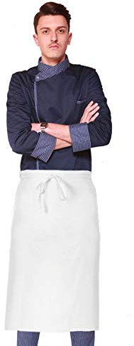 Peter's abiti da lavoro Grembiule lungo Chef cucina-Pizzaiolo,3 colori,COTONE,MADE IN ITALY (BIANCO)