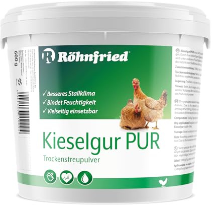 Röhnfried - Kieselgur PUR (600 g) - Naturreine Kieselerde in Pulver-Form - für ihren Hühnerstall, Kaninchenstall, Garten & Haus - gut bei Kaninchen, Hühnern & Geflügel einsetzbar