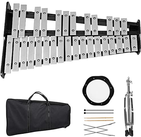 Giantex Percussion Glockenspiel Bell Kit 30 Notes with Carry Case, Practice Pad, Adjustable Height Stand, Bell Mallets, Wooden Sticks, Music Stand, Xylophone Percussion Instrument Set