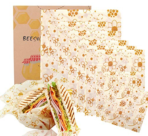 BALFER Bienenwachstücher 8 Stücke - Öko-Tex Zertifizierte Bienenwachs-Wraps aus 100% Naturwachs & Bio-Baumwolle | Wiederverwendbare Frischhaltefolie für Lebensmittel, Plastikfrei & Umweltfreundlich
