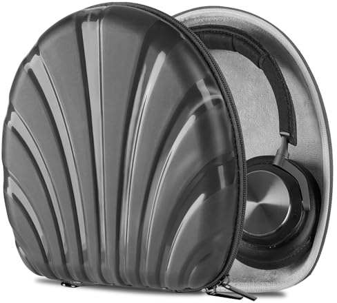Geekria PRO Rugged Headphones Case Compatible with B&O Beoplay H9/HX, Skullcandy Crusher ANC 2 and More, Hard Shell, Durable, Multi-Layer Protection Travel Carrying Bag (Seashell, Black)