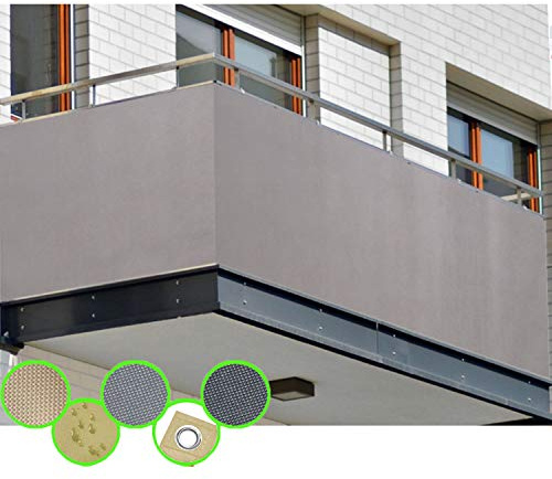 freigarten.de Balkon Sichtschutz PB2 PES blickdichte Balkonumspannung 90x500 cm - Grau - mit Ösen und Kordel - in div. Größen & Farben (90x500 cm (H x B), Grau)