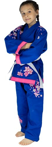 Uone | Traje de Judo | 350gsm para niña (azul, 110)