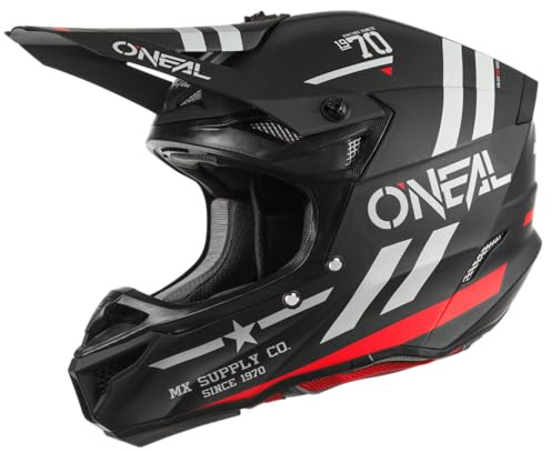O'NEAL | Motocrosshelm | MX Enduro | 2 Außenschalen & 2 EPS für erhöhte Sicherheit, ABS Schale, Nasenschutz aus Gummi | 5SRS Polyacrylite Helmet Squadron V.22 | Erwachsene | Schwarz Grau | S