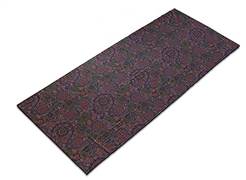 ABAKUHAUS Ethnisch Yoga-Mattenhandtuch, Blätter Osten, rutschfeste schweißabsorbierende Yoga Pilates Workout Pad Abdeckung, 64 cm x 178 cm, Burgunder Grün
