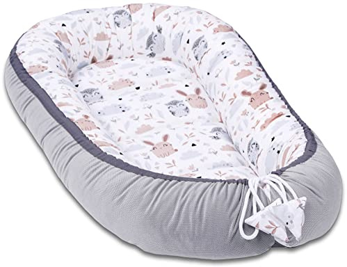 Pepi Babynest - Sicher und Komfortabel Baby-Kokon für Neugeborene Handmade Nestchen Baby Hergestellt aus 100% Baumwolle Warmes Babynestchen Forest Friends mit Velvet