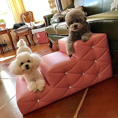 Hundetreppe katzentreppe Treppen Stufen Tierrampe Für Hochbett, Couch & Käfig, Wasserdichte Haustiertreppe Aus Leder Für Große Hunde, Breite Hundetrittleiter Schwarz/ Weiß/ Grau/ Pink Haustiertreppe