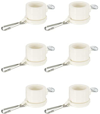 sourcing map Flag Pole Rings Mounting Clips Rotating Adjustable Fasteners 23mm x 27mm White Pack of 6