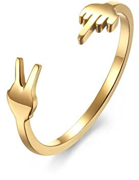 Freundschaftsringe Beste Freundinnen, Ring Mann 65 Gold V-Förmige Scherenhand Vertikaler Mittelfinger Schmuck Geschenk