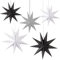 PFLYPF 5 estrellas de papel de Navidad, 2 unidades de 40 cm de diámetro, 3 unidades de 25 cm de diámetro, decoración de ventana, (blanco, negro, gris)