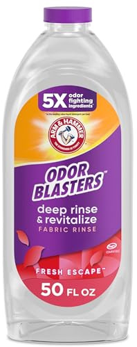 ARM & HAMMER Odor Blasters Deep Rinse and Revitalize Fabric Rinse, Laundry Additive, Eliminates Sweat and Musty Odors, Fresh Escape Scent, 50 fl oz