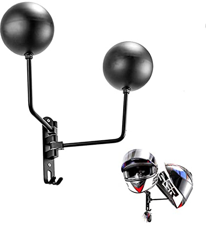 Motorrad Helm Rack, 180 Grad Drehbarer Helmhalter Wand, Motorradhelm Holder mit Haken, Wandmontage Helmständer für Motorradzubehör, Mäntel, Mützen, Hüte