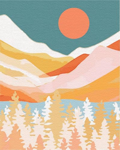 Artnapi Malen nach Zahlen Erwachsene mit Rahmen | DIY Handgemalt | Berge und Wälder | Kit für Anfänger und Erwachsene | Set inklusive Acrylfarben & Pinsel | 40x50cm Leinwand | Ideal als Geschenk