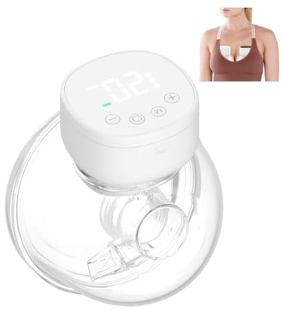Bärbar bröstpump, handsfree elektrisk automatisk bröstpump för amning, med 3 lägen, 9 nivåer, LED-skärm, lågt brus, trådlös, USB-uppladdningsbar, bärbar mjölkpump