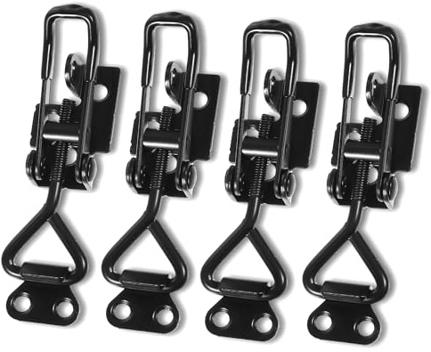 EUIOOVM 4 x schwarze Knebelklemme, robust, verstellbar, Metall, Quick-Entriegelung, Stahl, Schnappverschluss, Spannschloss für Werkzeugkästen, Kofferraum, Koffer, Tür, Schränke