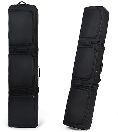 HMWOKPOT Rollende Doppel-Skitasche, Reisetasche, wasserdichte Snowboardtaschen Mit Rollen Und 3 Ablagefächern, Lagerung Und Transport Bis Zu 165 cm,Schwarz,160x35cm