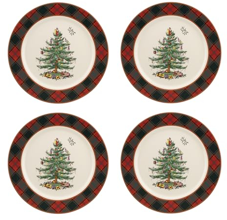 Spode – Christmas Tree – Christmas Tree Tartan Salad Plate - Set of 4